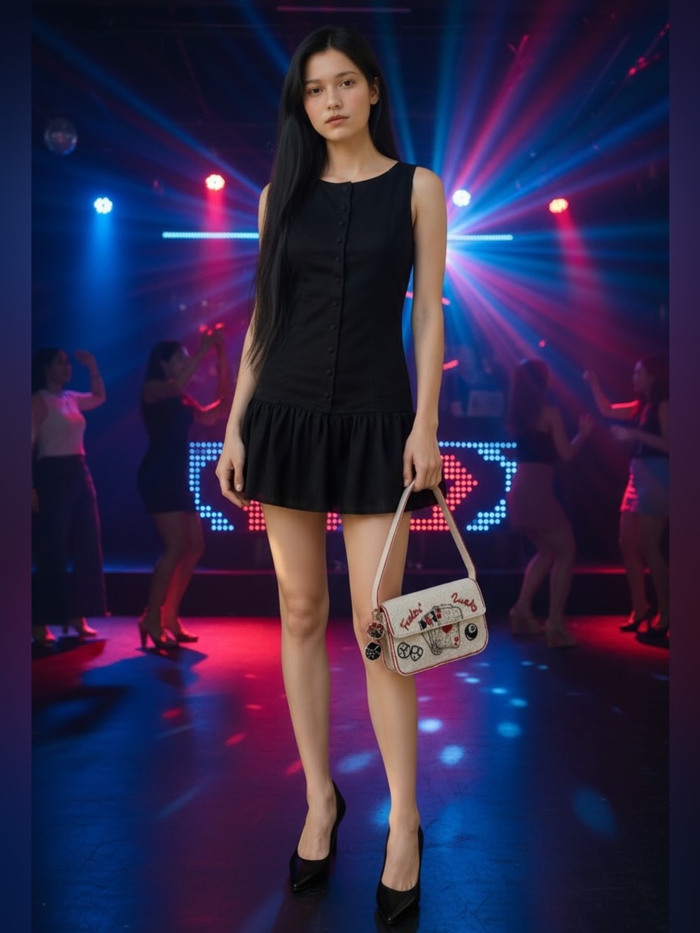 Tic Toc Sleeveless Black Drop Waist Ruffle-Hem Mini Dress ONLY. NWT.
